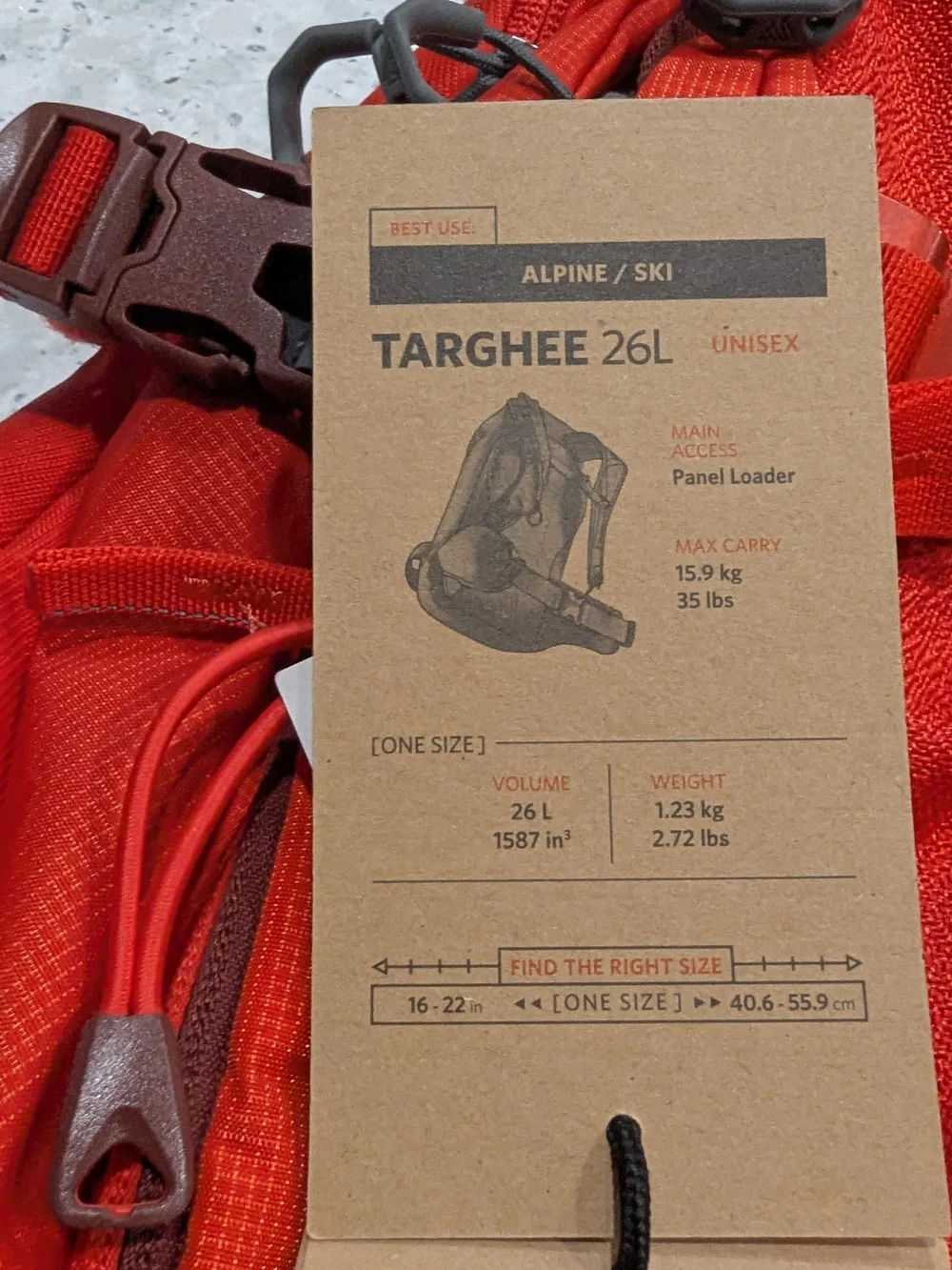 Gregory Targhee 26L unisex backcountry ski and snowboard backpack.